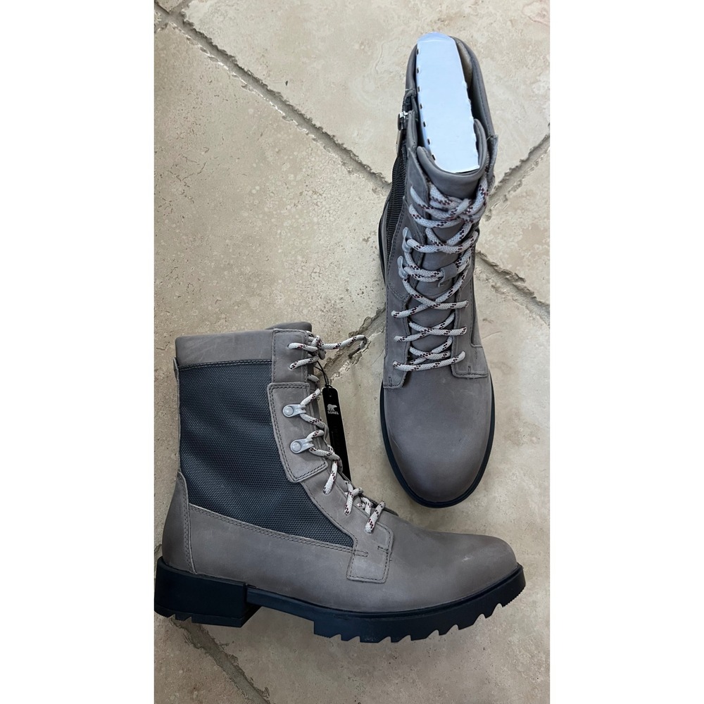 NEW Sorel Emelie II Lace WP Womens 9.5 Waterproof Boots Grey Quarry Grill - Picture 3 of 9